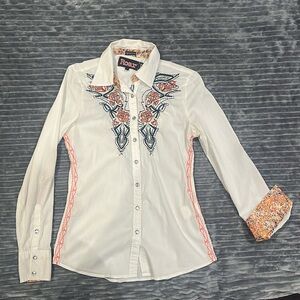 Roar embellished and embroidered long sleeve Western Shirt